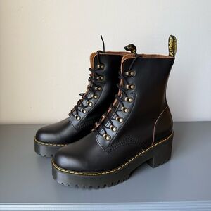 New Dr. Martens Leona Leather Heeled Boots